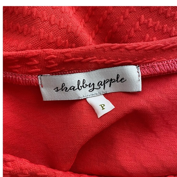 NWOT Shabby Apple Red Short Sleeve Textured Blouse Top Removable Belt Sz Petite - Picture 5 of 6